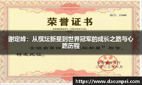 谢定峰：从棋坛新星到世界冠军的成长之路与心路历程